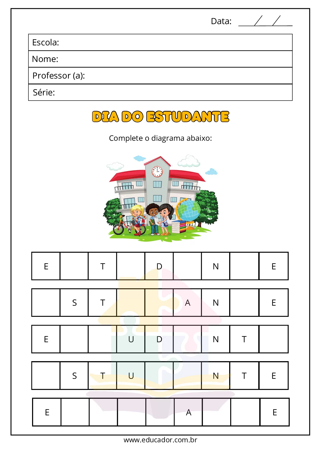 Atividades Para O Dia Do Estudante Pre Escola E 1o Ano 5