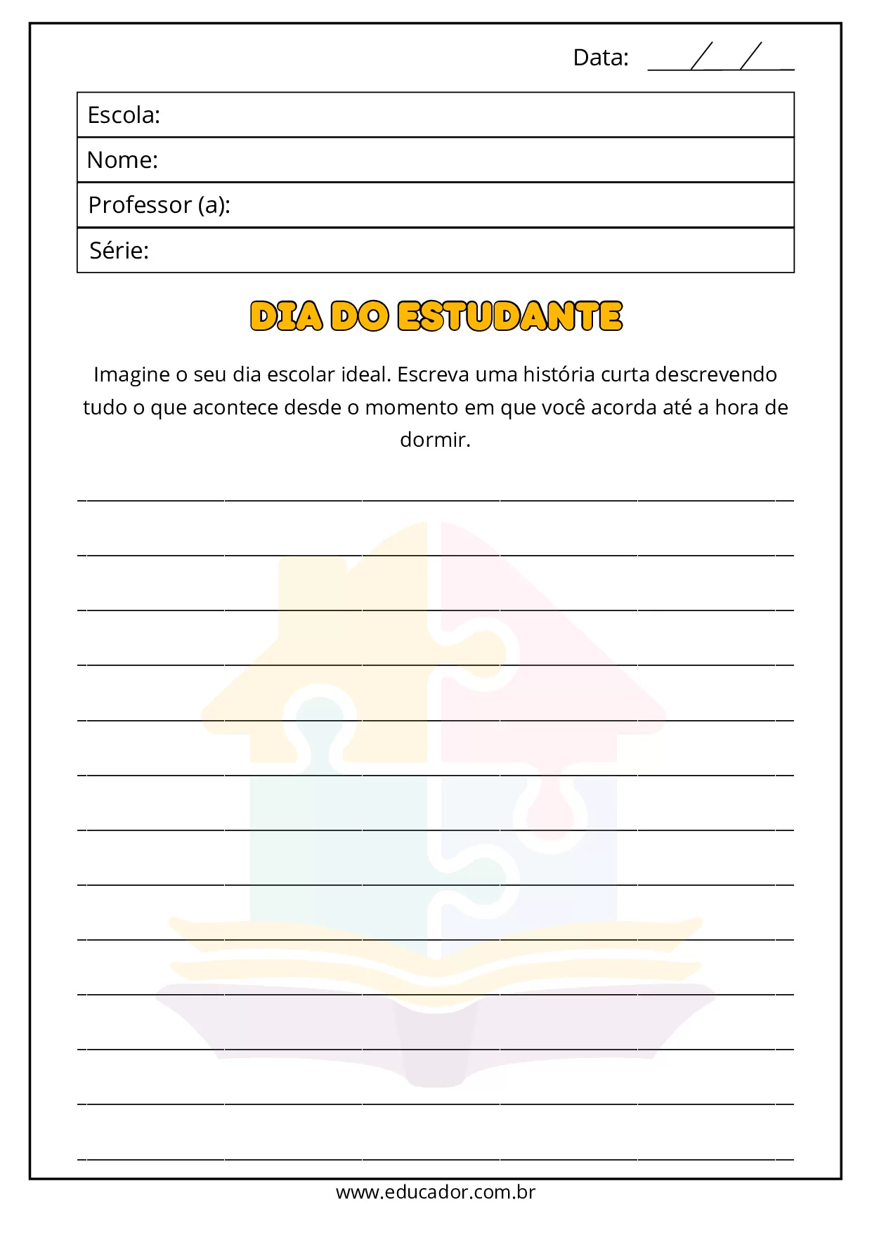 Atividades Para O Dia Do Estudante Pre Escola E 1o Ano 6