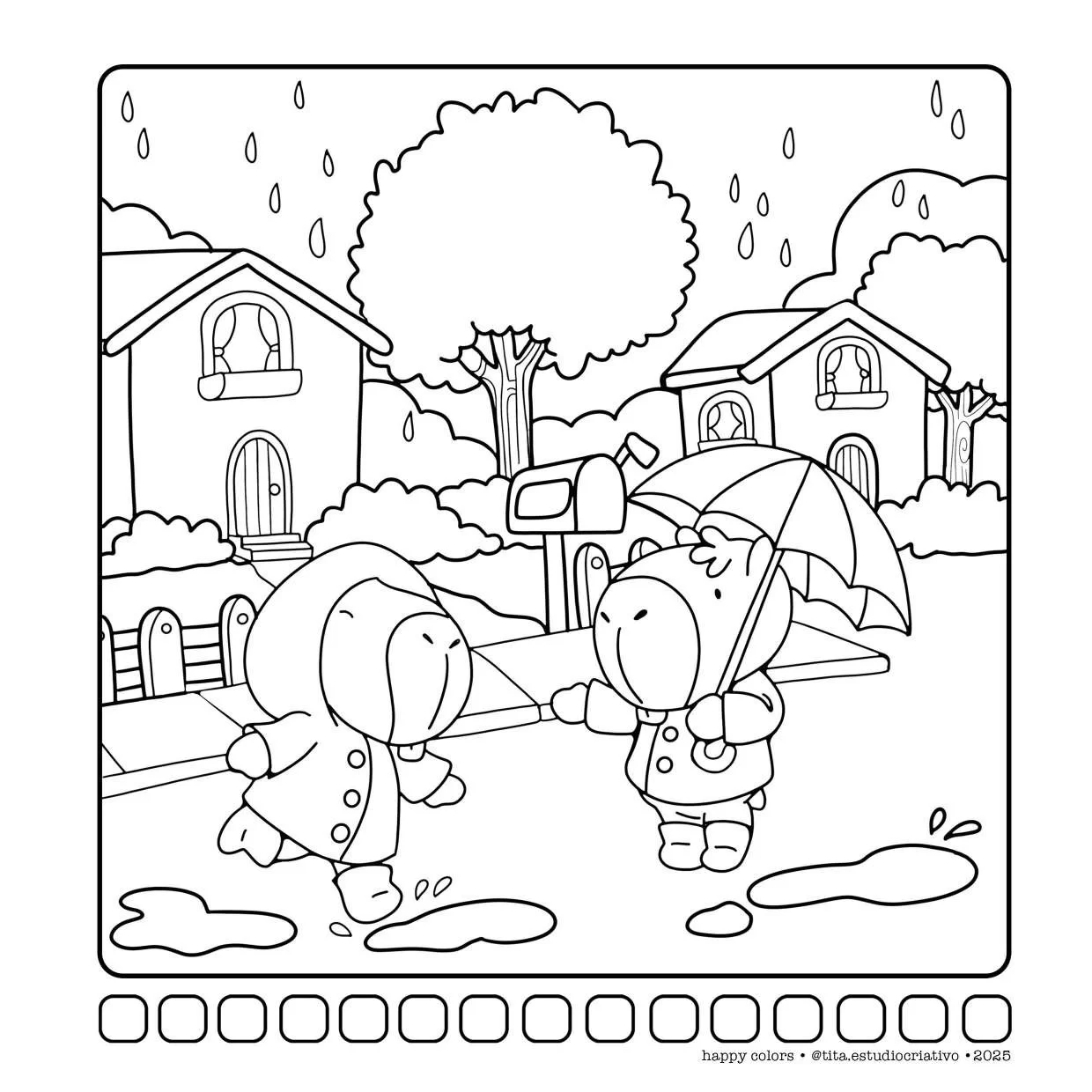 Capivaras Fofas Em Cenas Aconchegantes Para Colorir 10