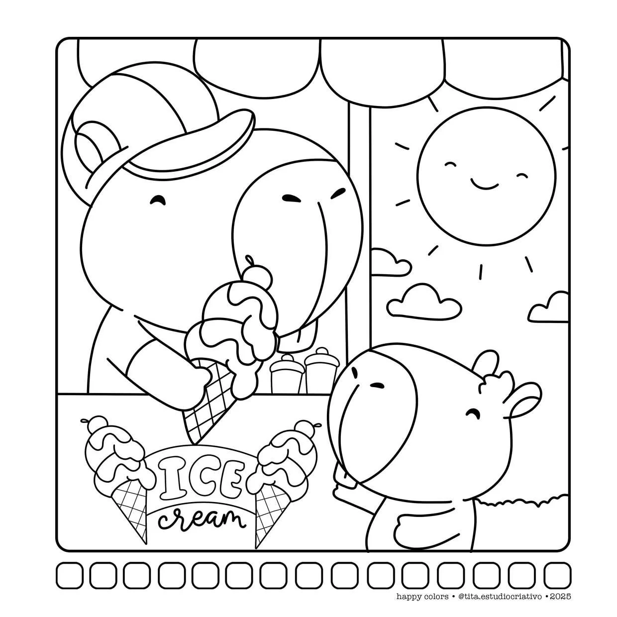 Capivaras Fofas Em Cenas Aconchegantes Para Colorir 11