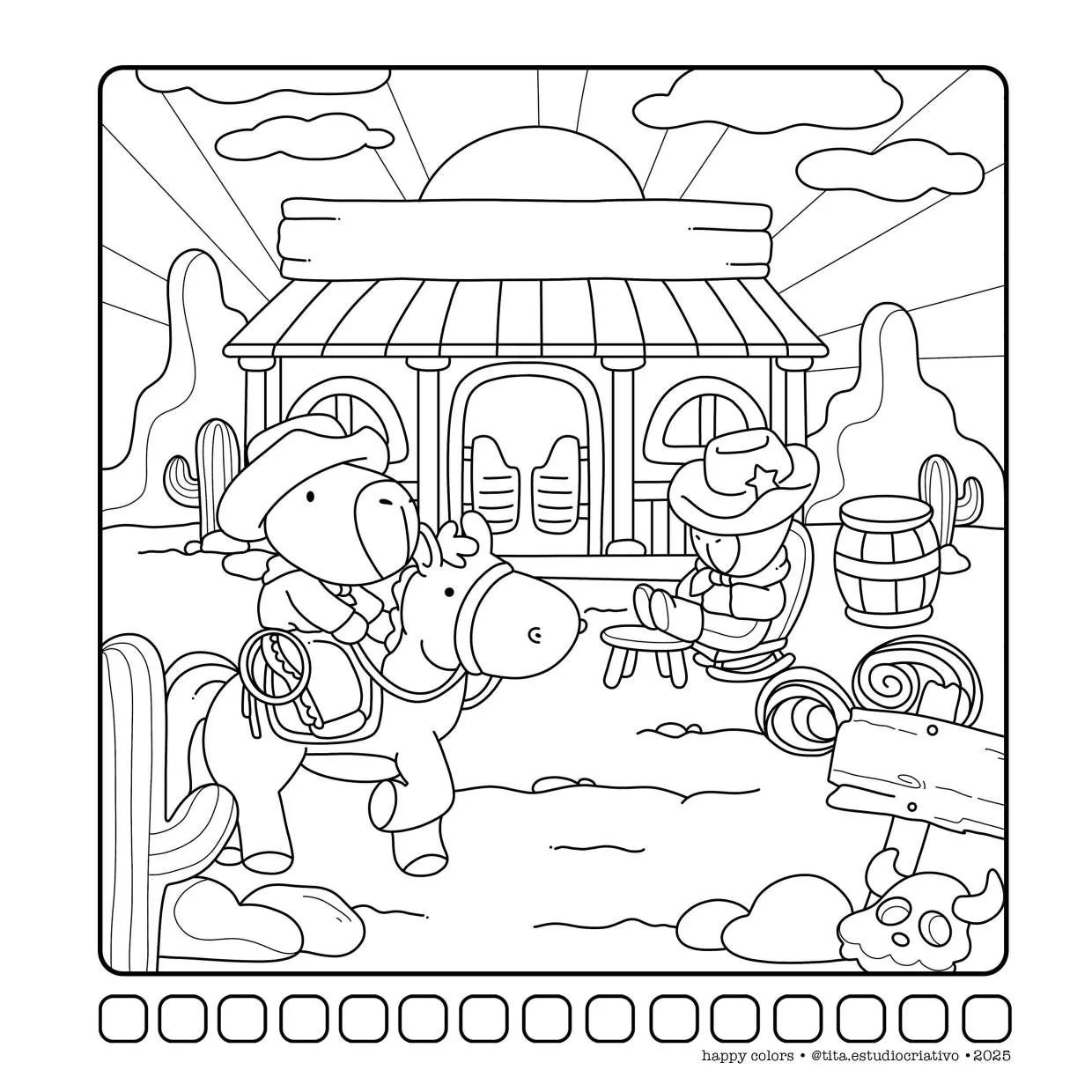 Capivaras Fofas Em Cenas Aconchegantes Para Colorir 14