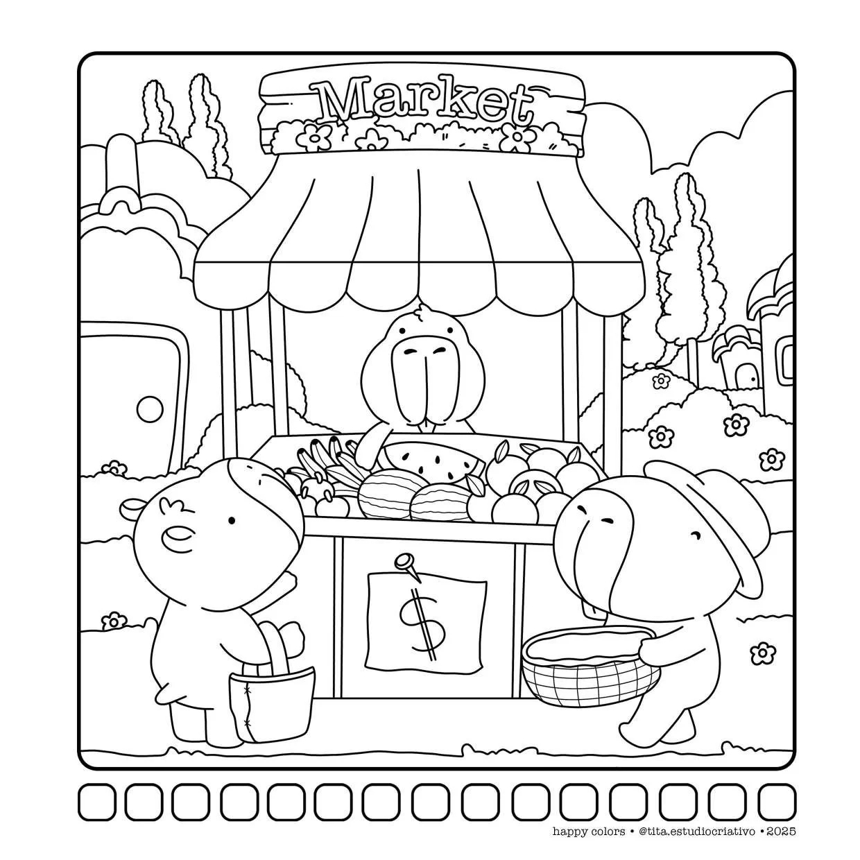 Capivaras Fofas Em Cenas Aconchegantes Para Colorir 15