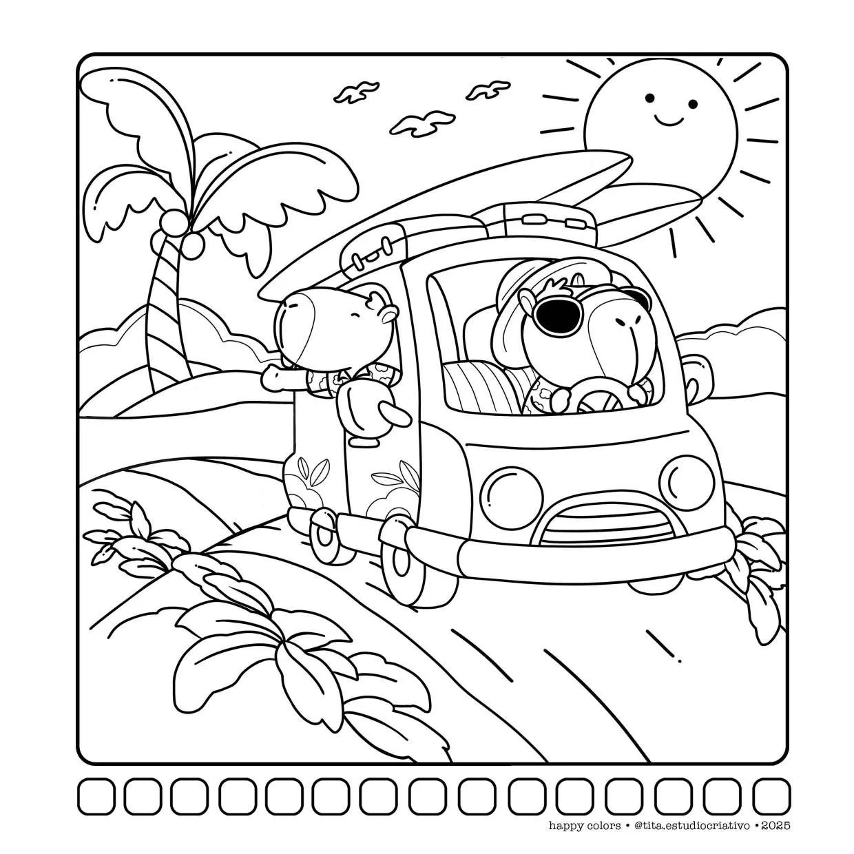 Capivaras Fofas Em Cenas Aconchegantes Para Colorir 16