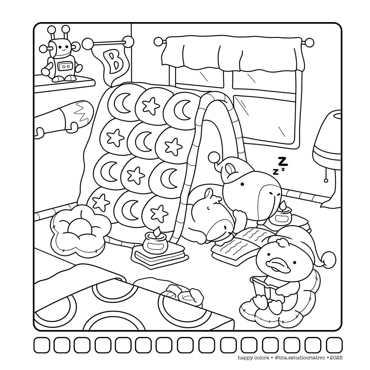 Capivaras Fofas Em Cenas Aconchegantes Para Colorir 17