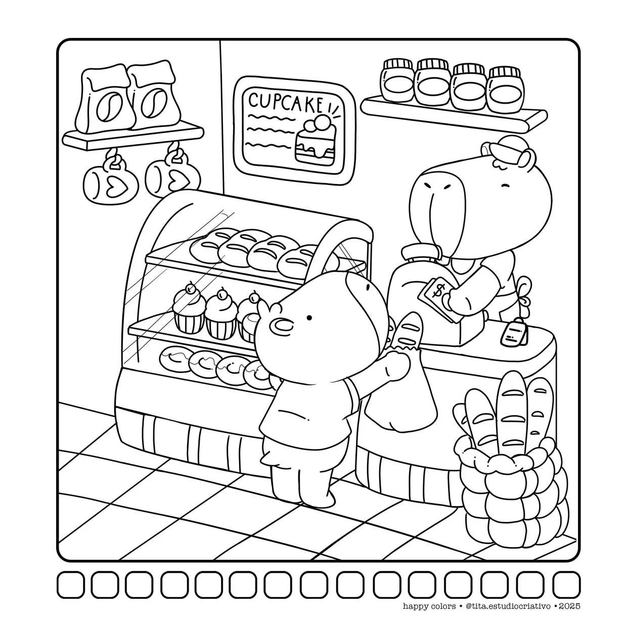 Capivaras Fofas Em Cenas Aconchegantes Para Colorir 18