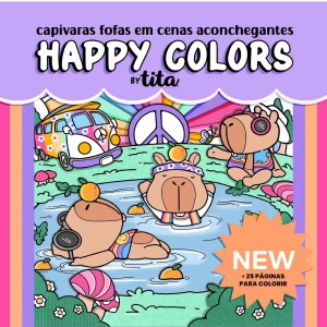 Capivaras fofas em cenas aconchegantes para Colorir