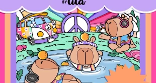 Capivaras fofas em cenas aconchegantes para Colorir