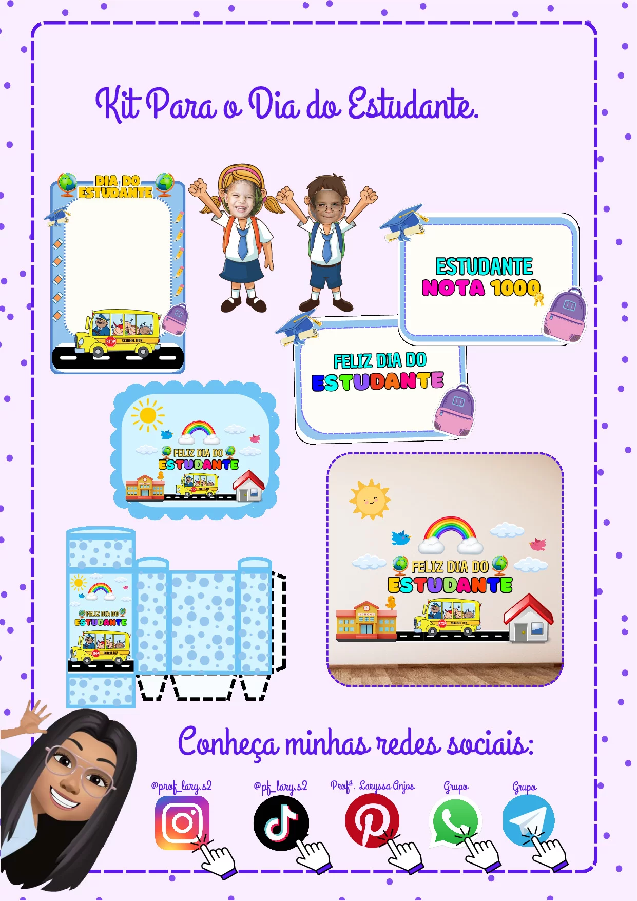 Kit para o Dia do Estudante: Tags, Plaquinhas, Caixinha e Pôsteres