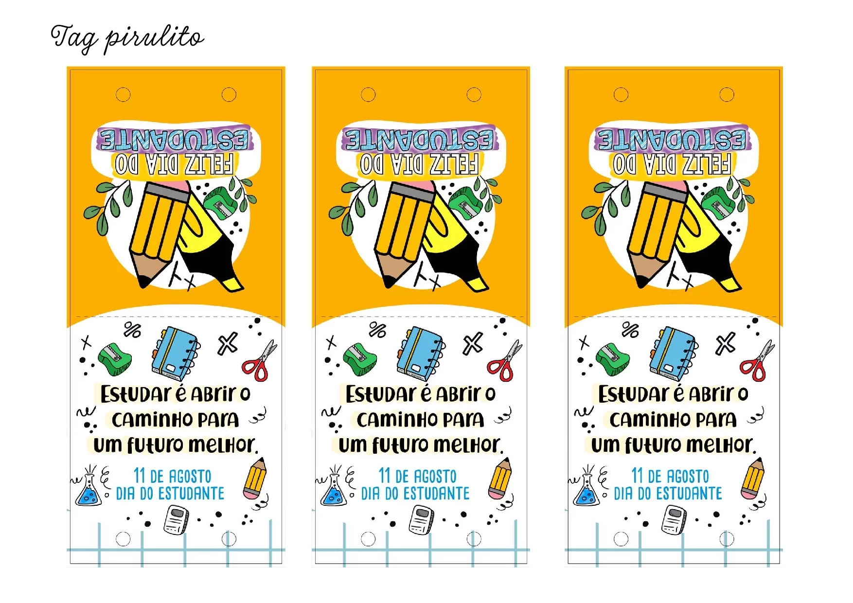 Lembrancinhas Dia Do Estudante Para Imprimir PDF Gratis 3