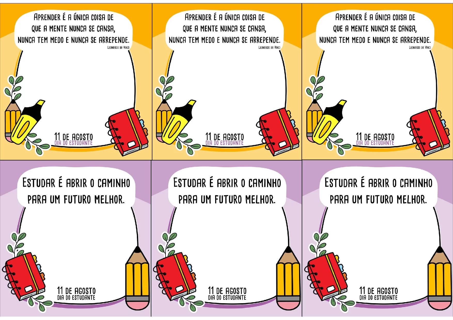 Lembrancinhas Dia Do Estudante Para Imprimir PDF Gratis 6
