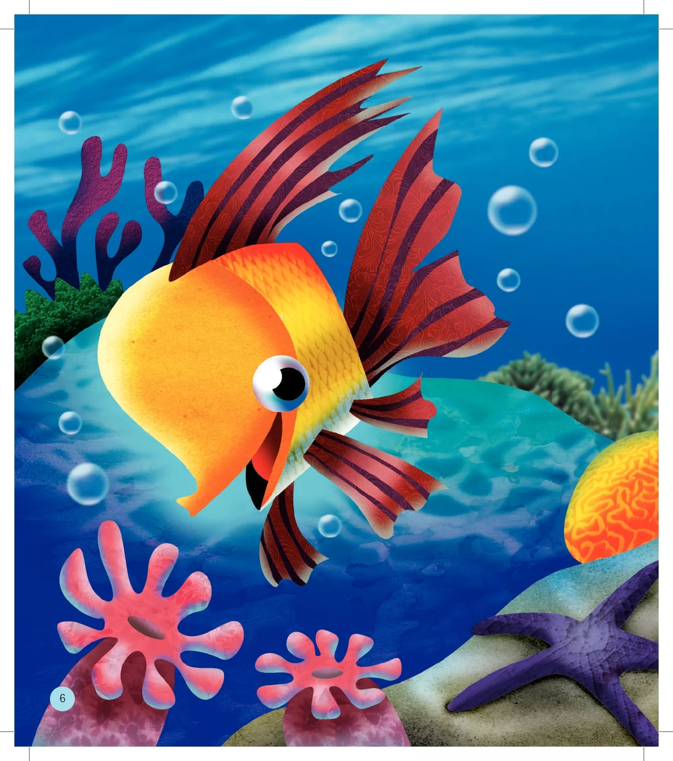 Peixe no fundo do mar sorridente