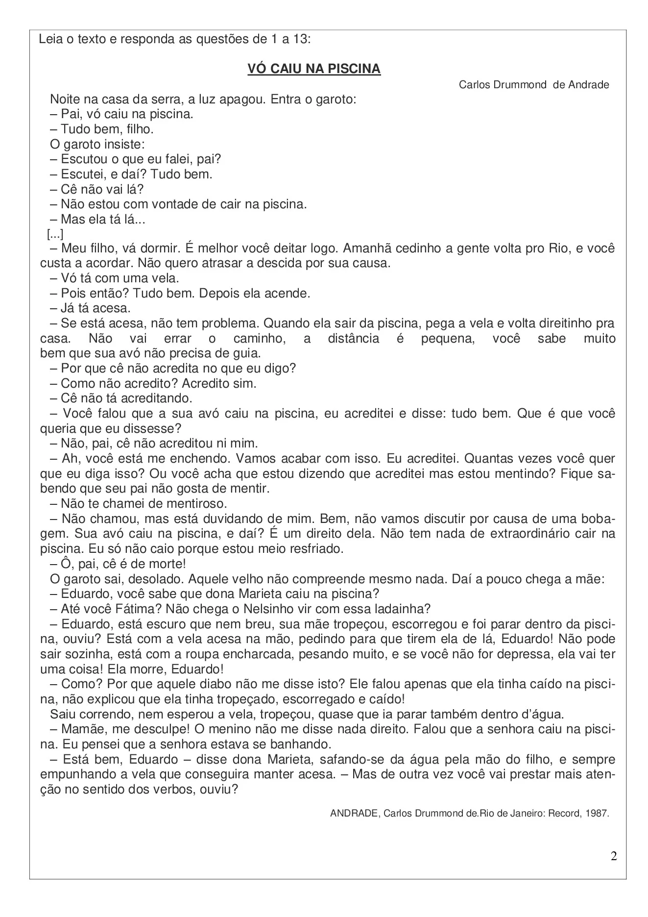 Análise do poema 'Vou cair na piscina' — p2 | Ensino Já atividades para educação infantil (ensinoja.com)