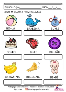 Atividade de formação de palavras com sílabas — p1 | Ensino Já atividades para educação infantil (ensinoja.com)
