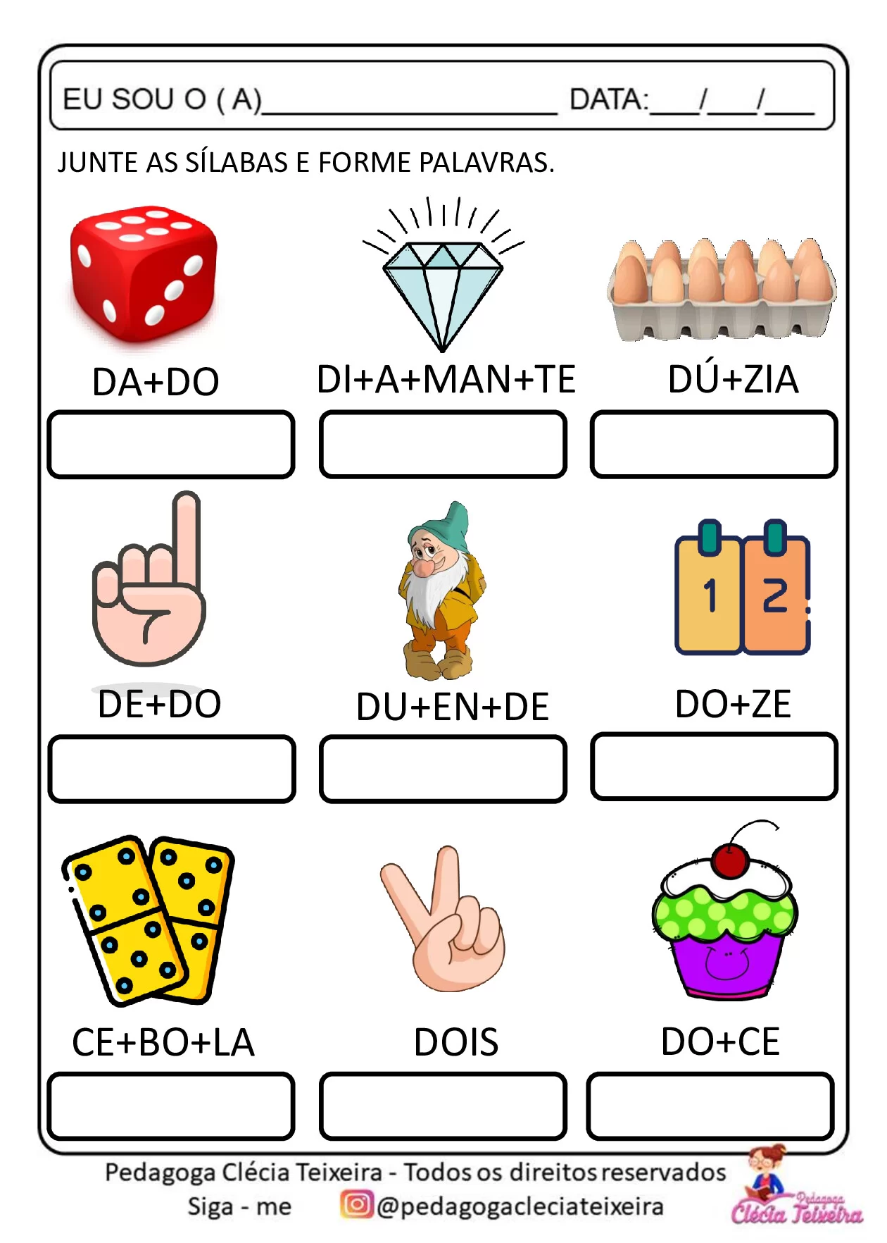 Atividade de formação de palavras com sílabas — p3 | Ensino Já atividades para educação infantil (ensinoja.com)