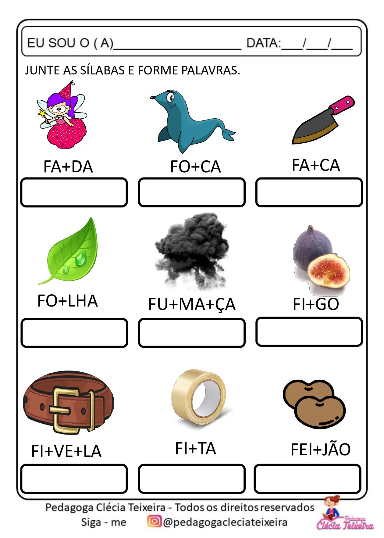 Atividade de formação de palavras com sílabas — p4 | Ensino Já atividades para educação infantil (ensinoja.com)