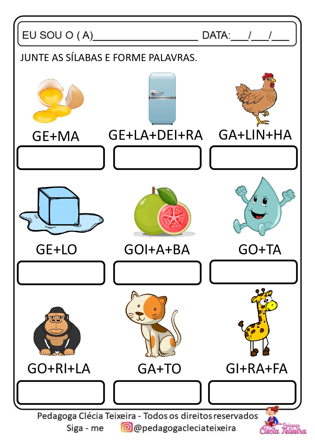 Atividade de formação de palavras com sílabas — p5 | Ensino Já atividades para educação infantil (ensinoja.com)