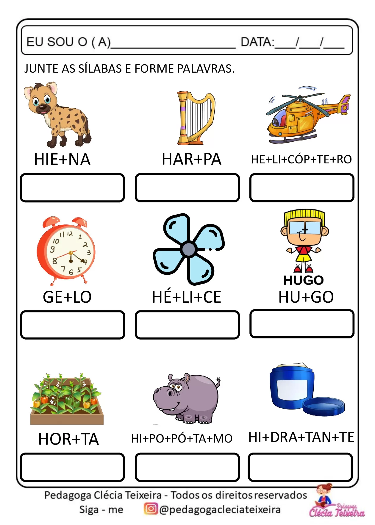Atividade de formação de palavras com sílabas — p6 | Ensino Já atividades para educação infantil (ensinoja.com)