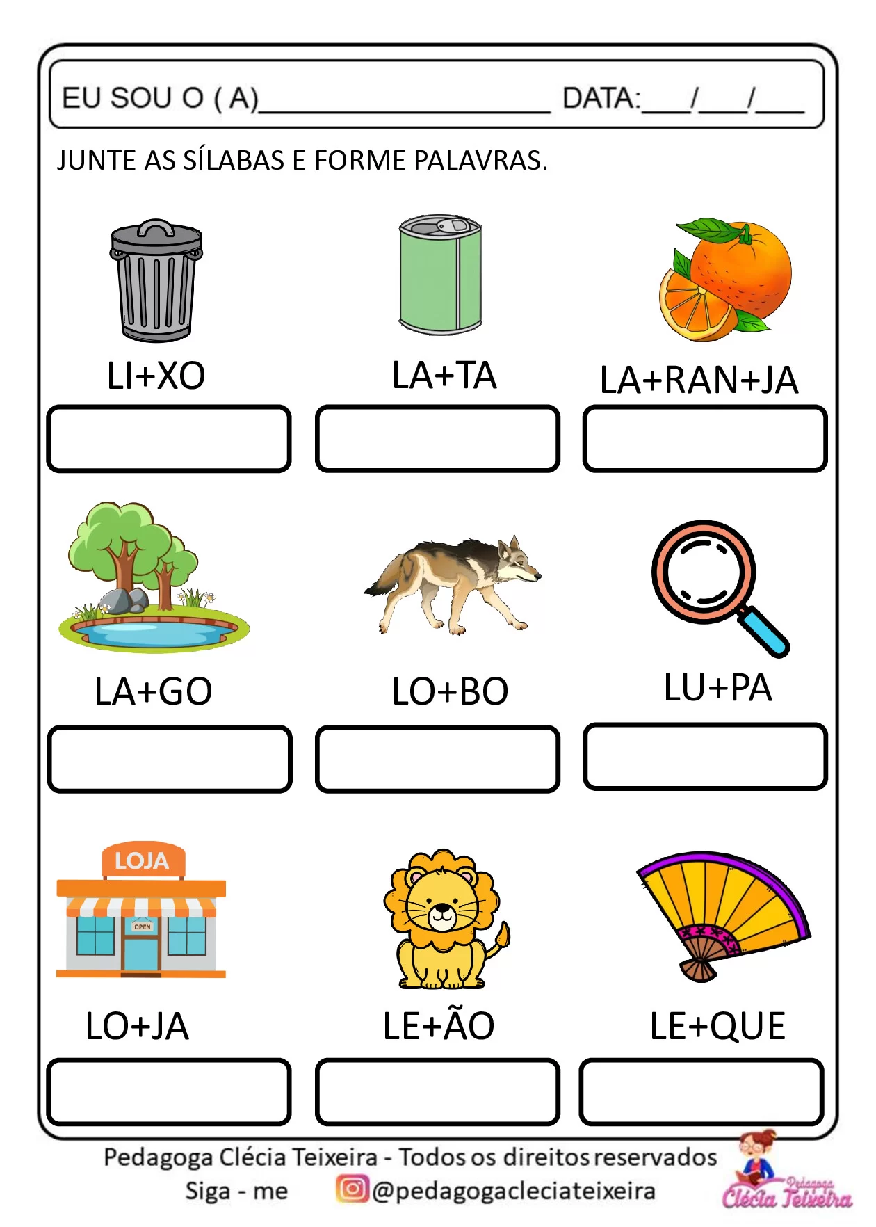 Atividade de formação de palavras com sílabas — p8 | Ensino Já atividades para educação infantil (ensinoja.com)
