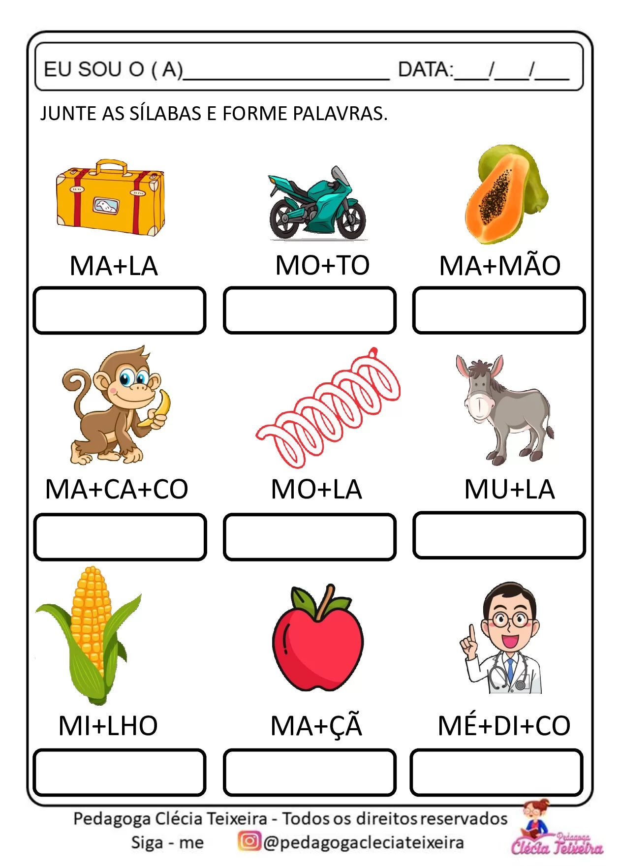Atividade de formação de palavras com sílabas — p9 | Ensino Já atividades para educação infantil (ensinoja.com)