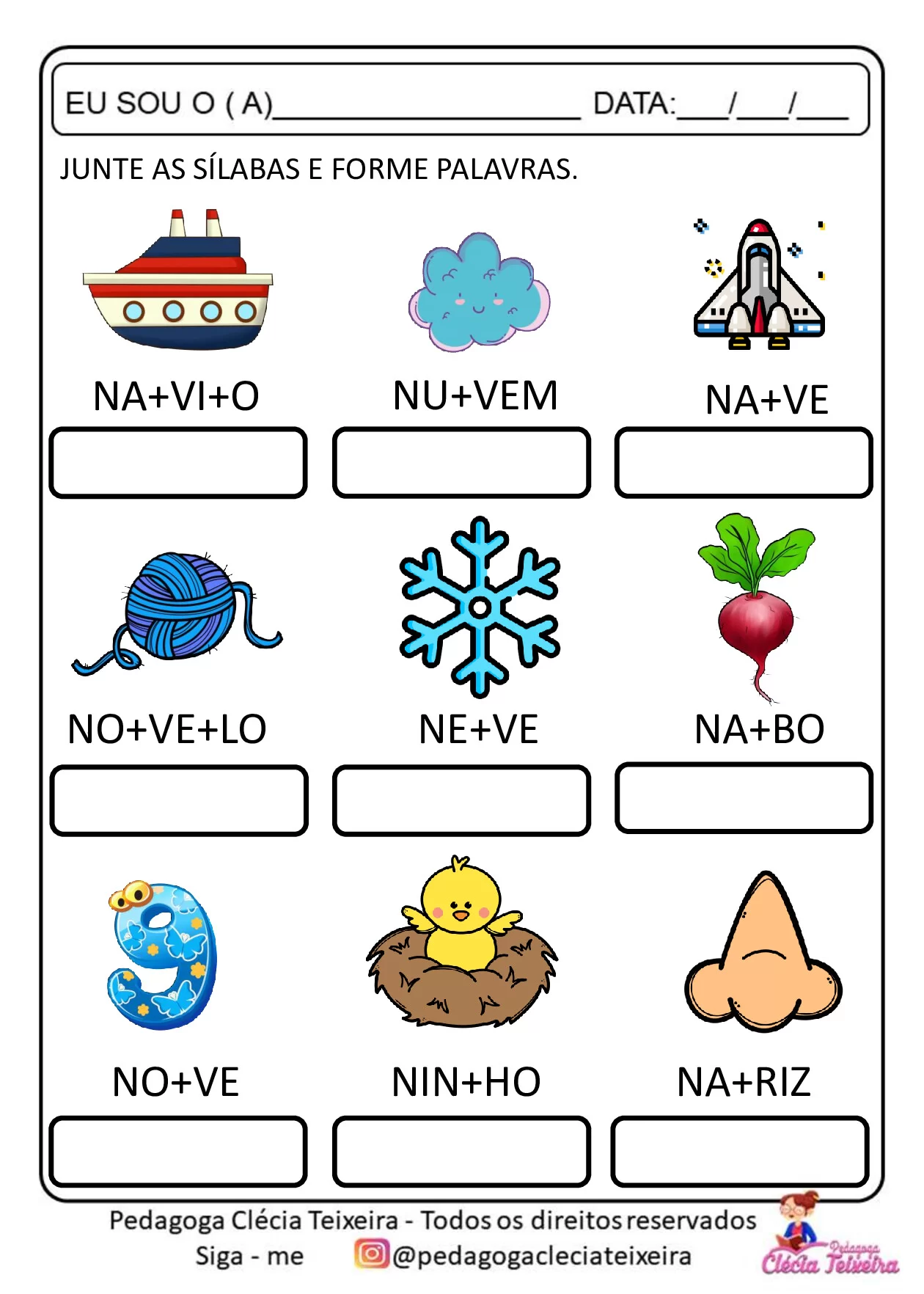 Atividade de formação de palavras com sílabas — p10 | Ensino Já atividades para educação infantil (ensinoja.com)