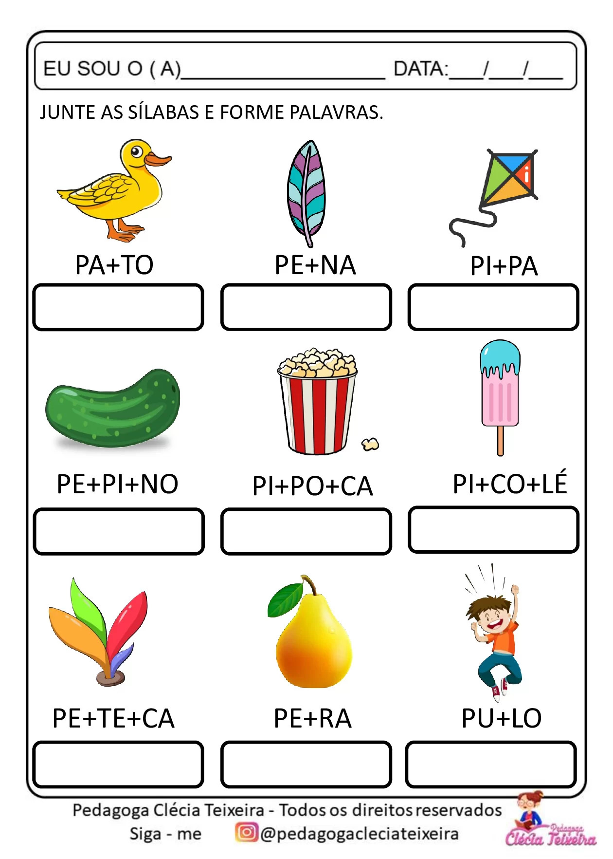 Atividade de formação de palavras com sílabas — p11 | Ensino Já atividades para educação infantil (ensinoja.com)