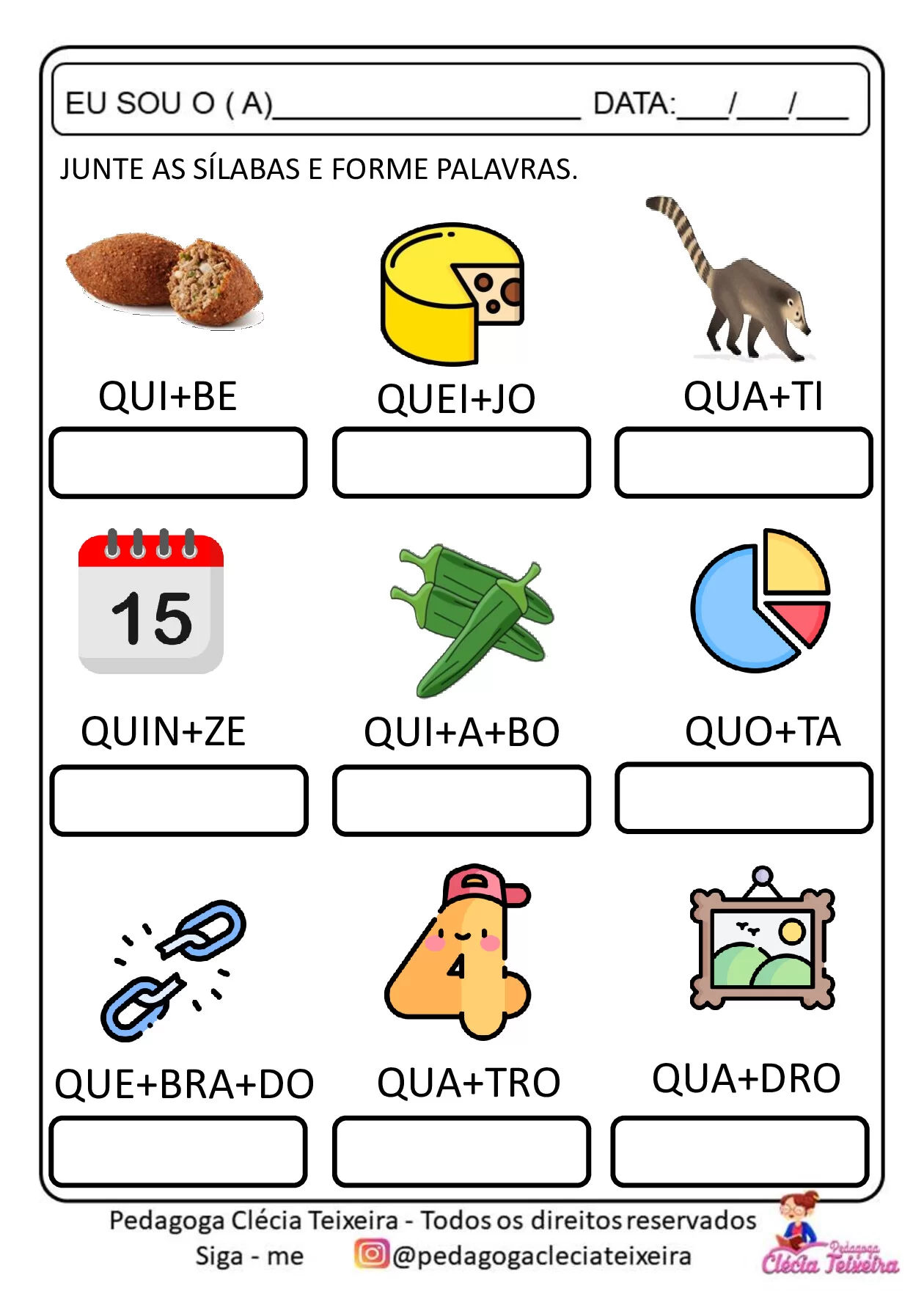 Atividade de formação de palavras com sílabas — p12 | Ensino Já atividades para educação infantil (ensinoja.com)