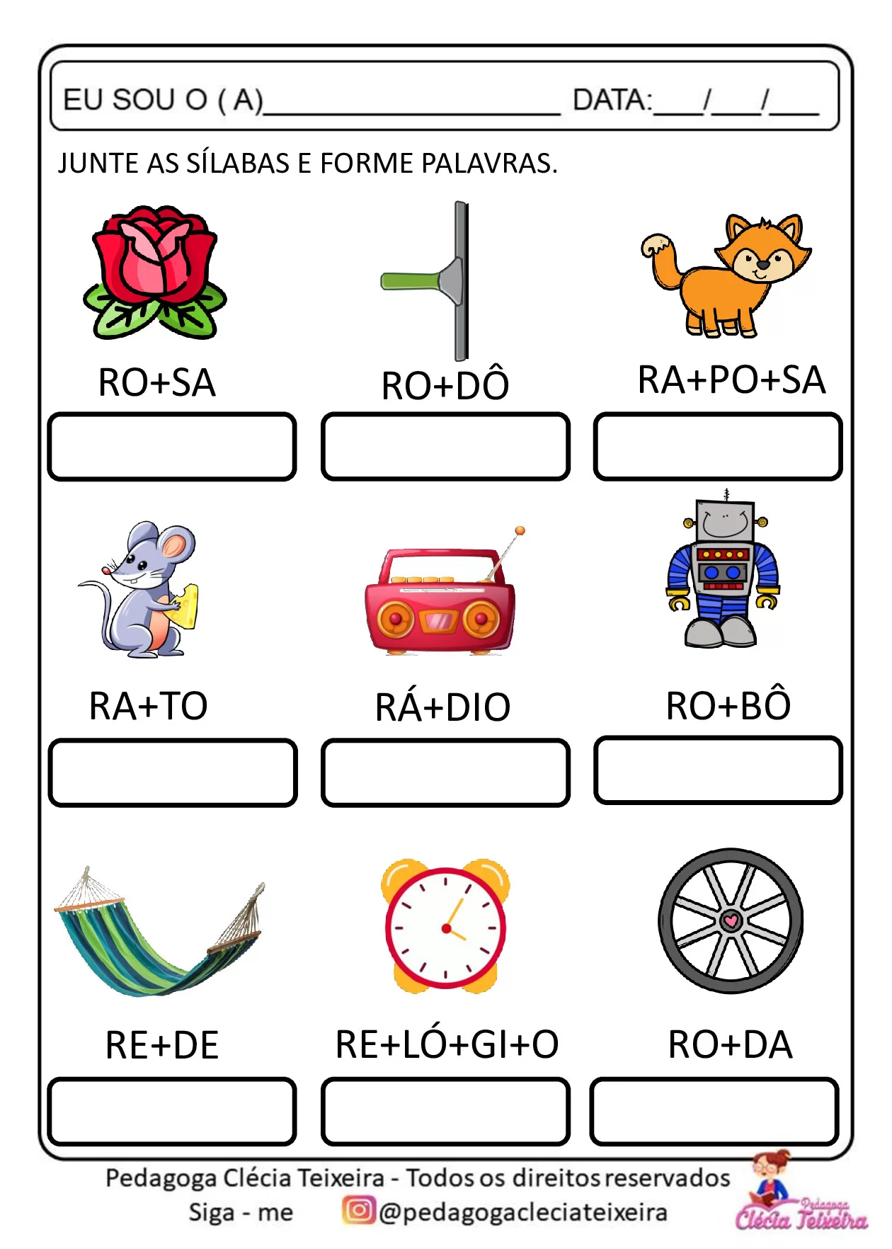 Atividade de formação de palavras com sílabas — p13 | Ensino Já atividades para educação infantil (ensinoja.com)