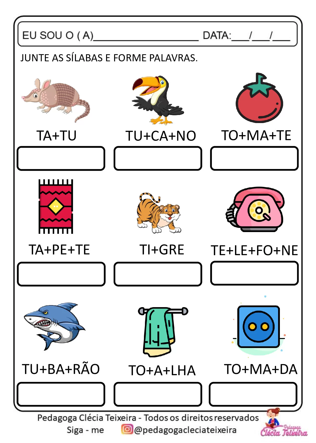 Atividade de formação de palavras com sílabas — p15 | Ensino Já atividades para educação infantil (ensinoja.com)