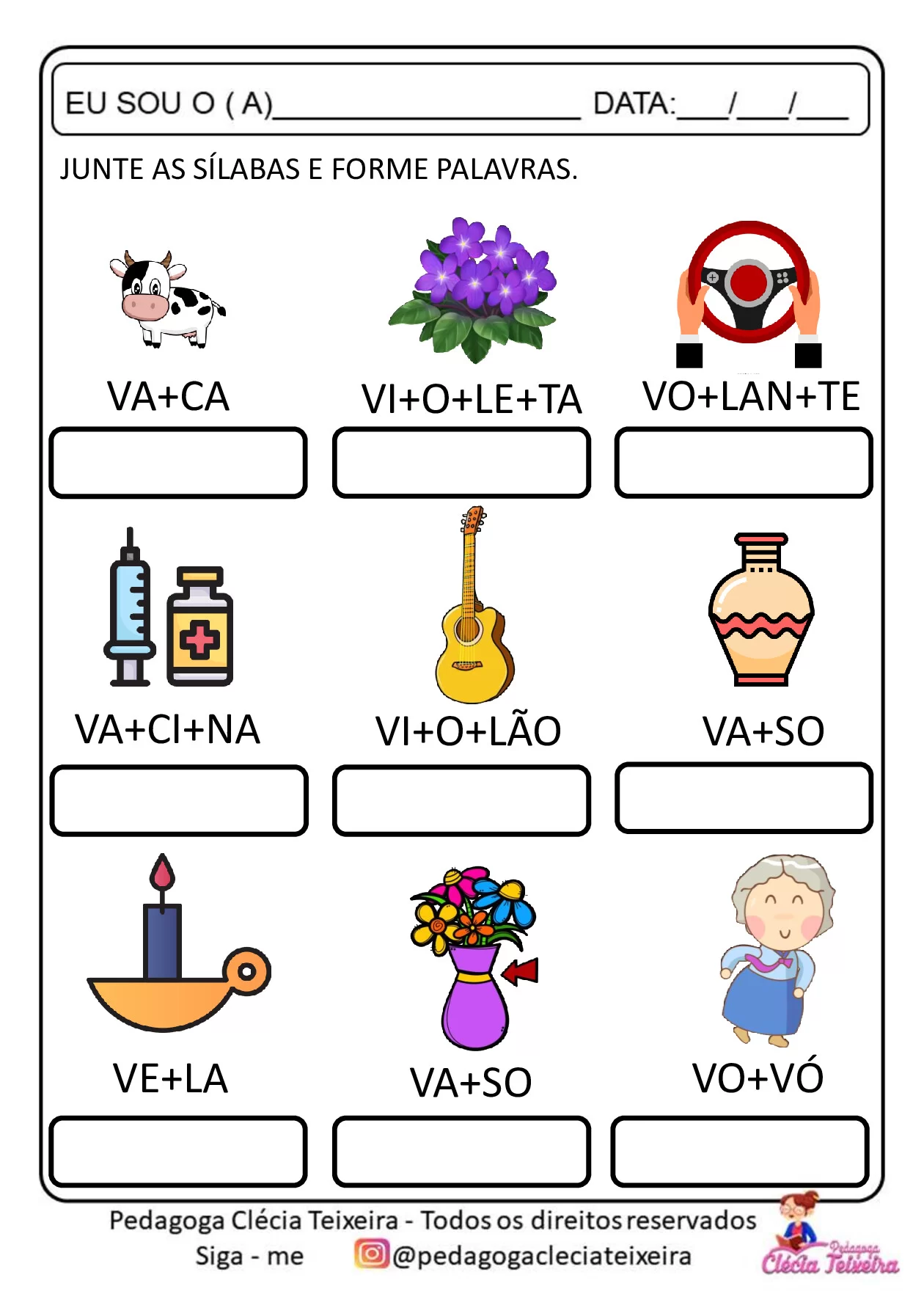 Atividade de formação de palavras com sílabas — p16 | Ensino Já atividades para educação infantil (ensinoja.com)