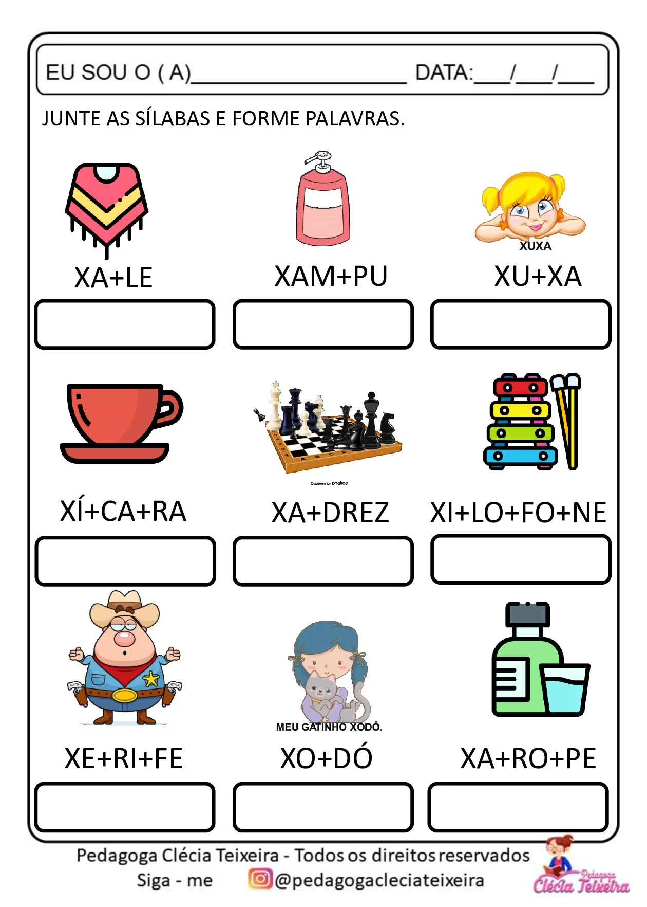 Atividade de formação de palavras com sílabas — p18 | Ensino Já atividades para educação infantil (ensinoja.com)