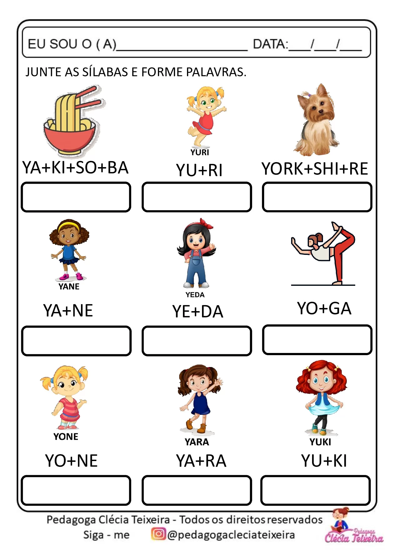 Atividade de formação de palavras com sílabas — p19 | Ensino Já atividades para educação infantil (ensinoja.com)