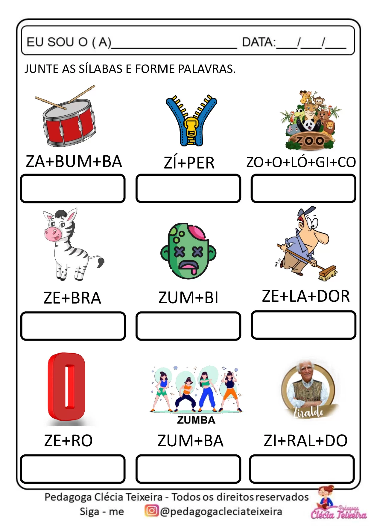 Atividade de formação de palavras com sílabas — p20 | Ensino Já atividades para educação infantil (ensinoja.com)