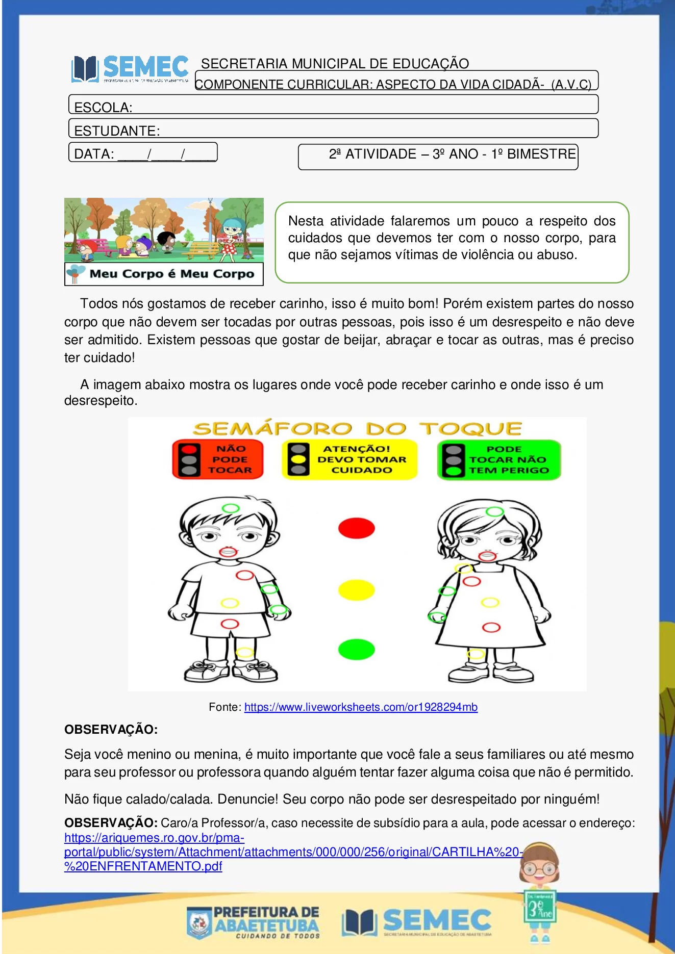 Atividades 3º ano em PDF: cidadania, religião e educação física — p7 | Ensino Já atividades para educação infantil (ensinoja.com)