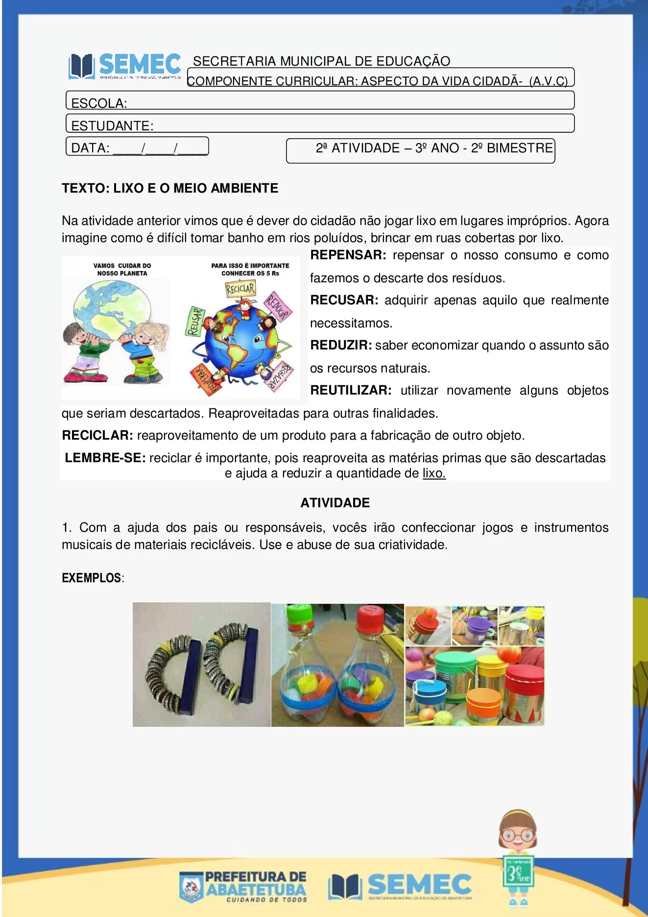 Atividades 3º ano em PDF: cidadania, religião e educação física — p16 | Ensino Já atividades para educação infantil (ensinoja.com)