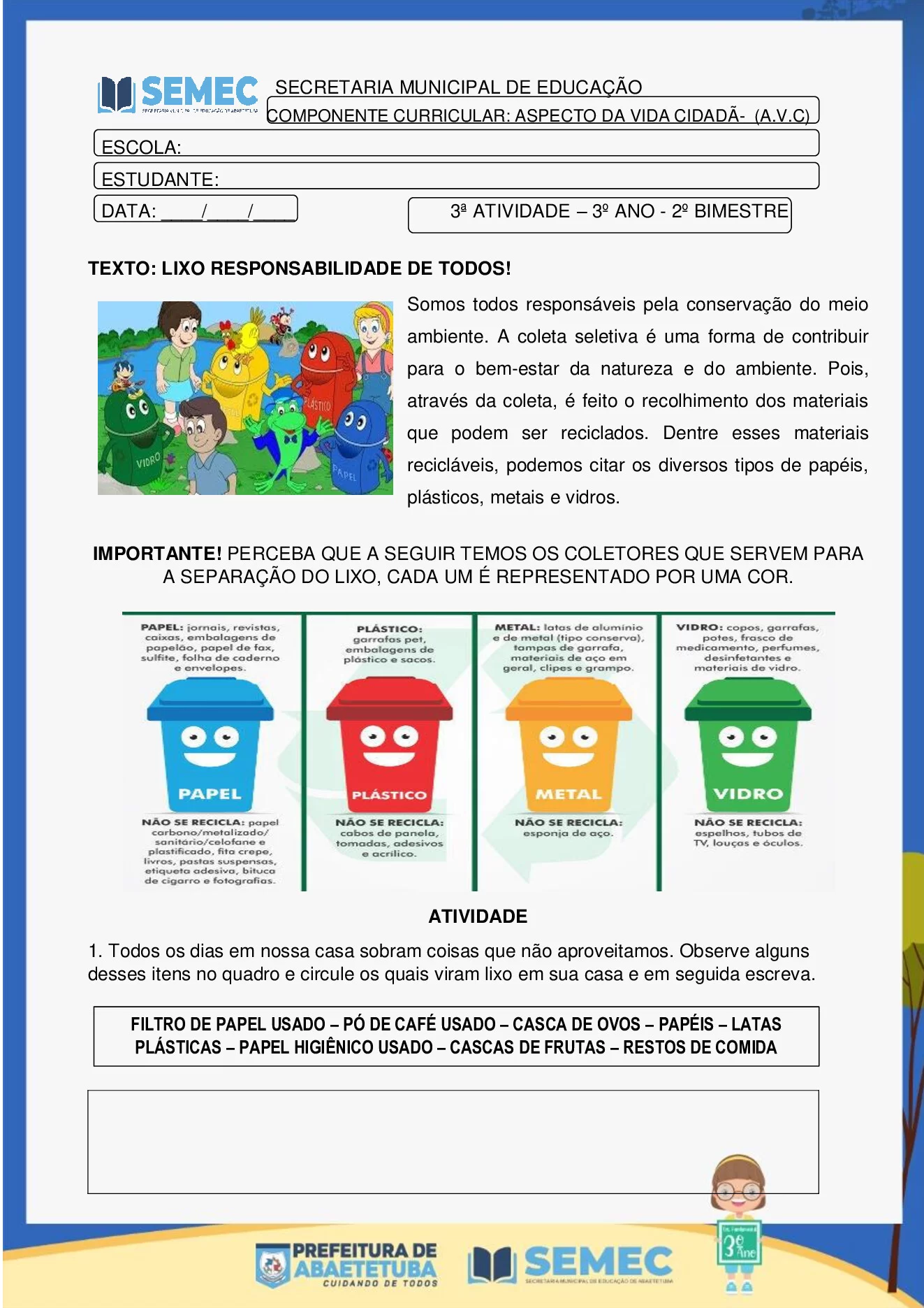Atividades 3º ano em PDF: cidadania, religião e educação física — p17 | Ensino Já atividades para educação infantil (ensinoja.com)