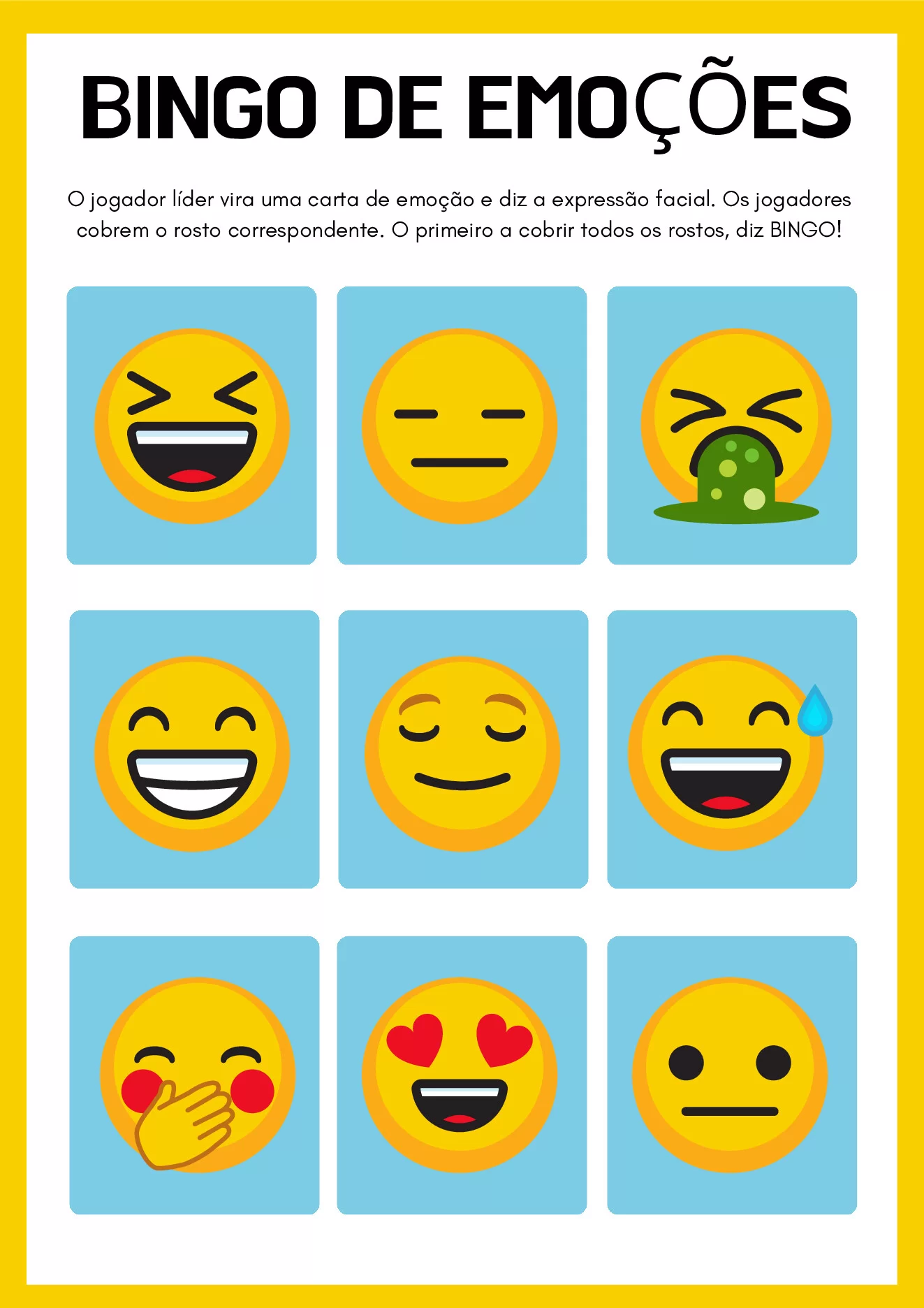 Bingo de emoções: uma atividade divertida — p2 | Ensino Já atividades para educação infantil (ensinoja.com)