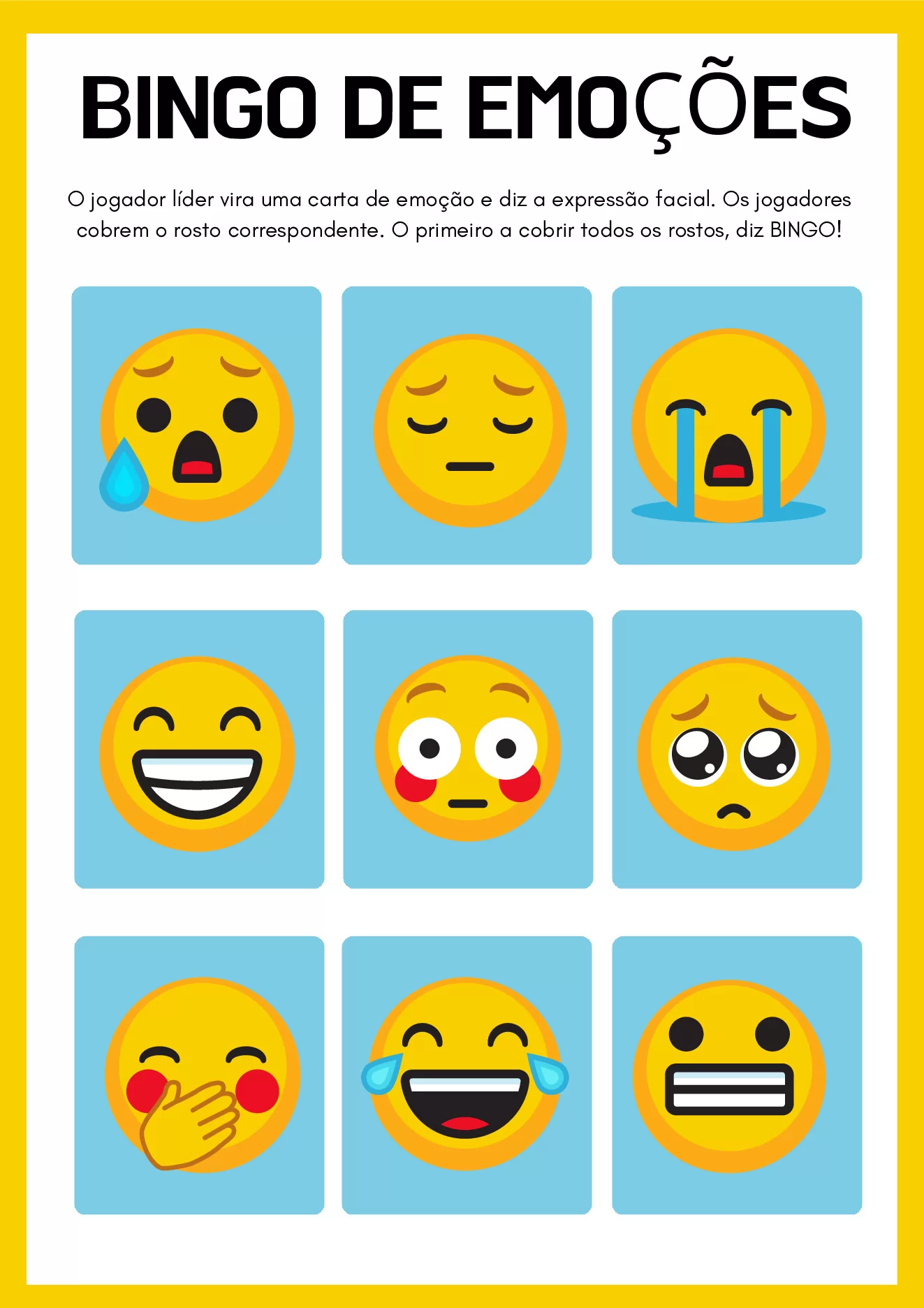 Bingo de emoções: uma atividade divertida — p3 | Ensino Já atividades para educação infantil (ensinoja.com)