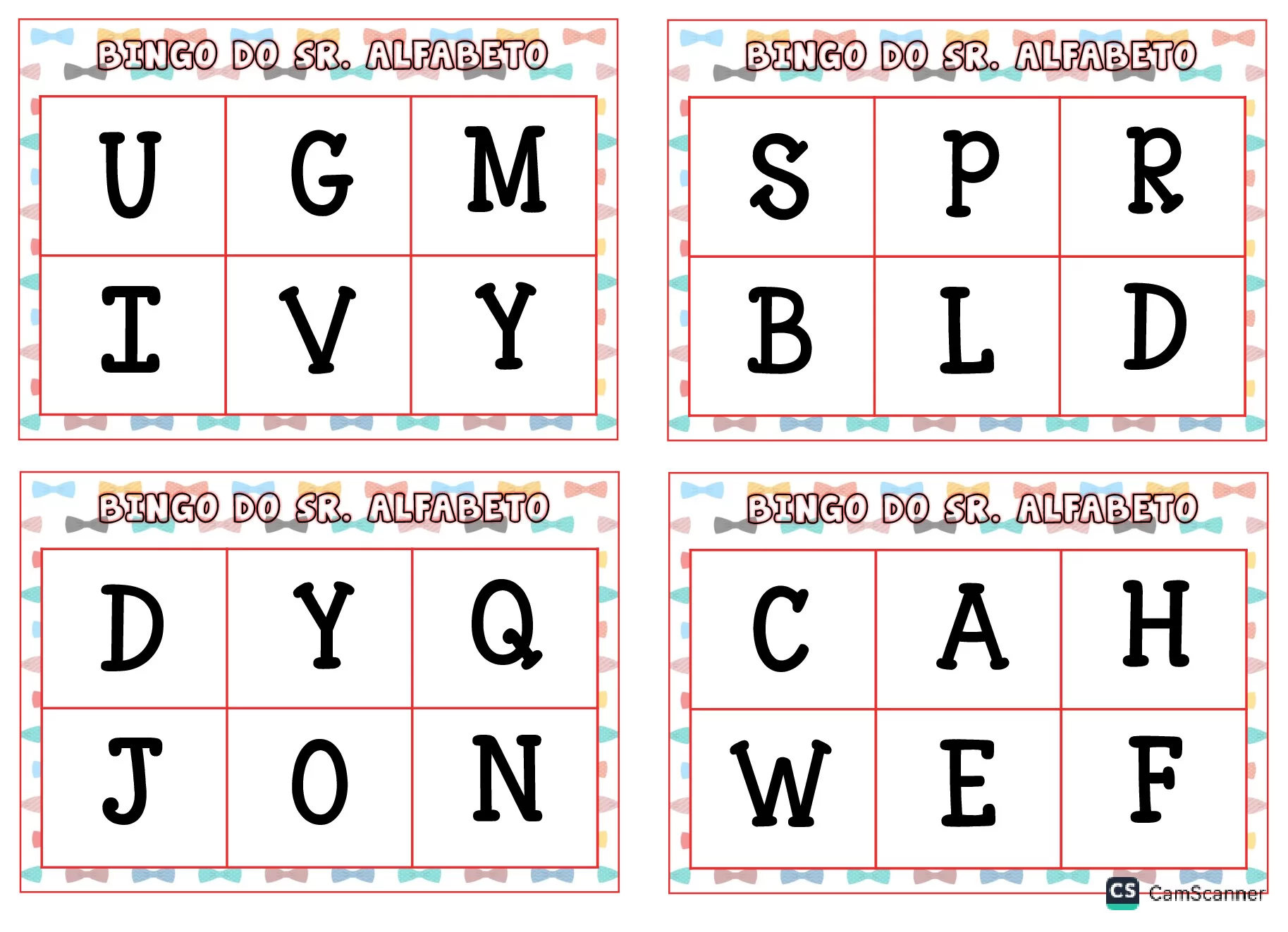 Bingo do Senhor Alfabeto para crianças — p9 | Ensino Já atividades para educação infantil (ensinoja.com)