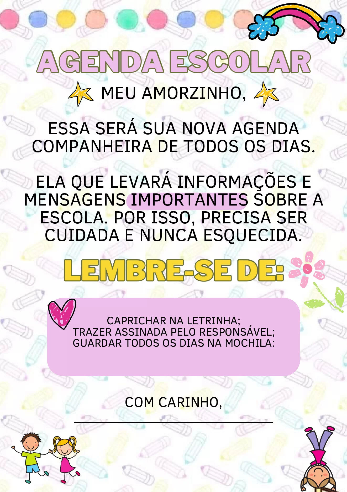 Importância da agenda escolar para crianças — p2 | Ensino Já atividades para educação infantil (ensinoja.com)