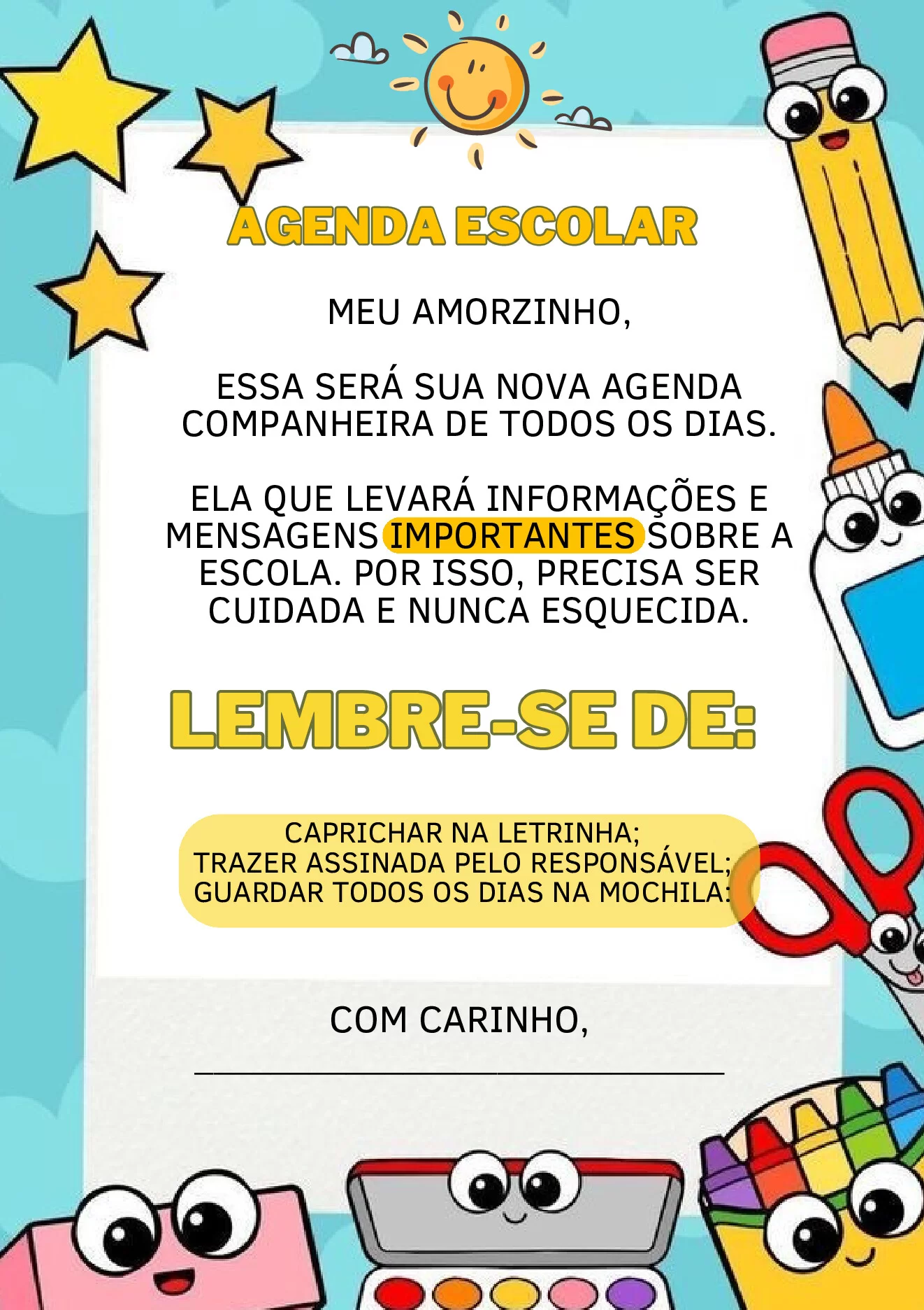 Importância da agenda escolar para crianças — p3 | Ensino Já atividades para educação infantil (ensinoja.com)