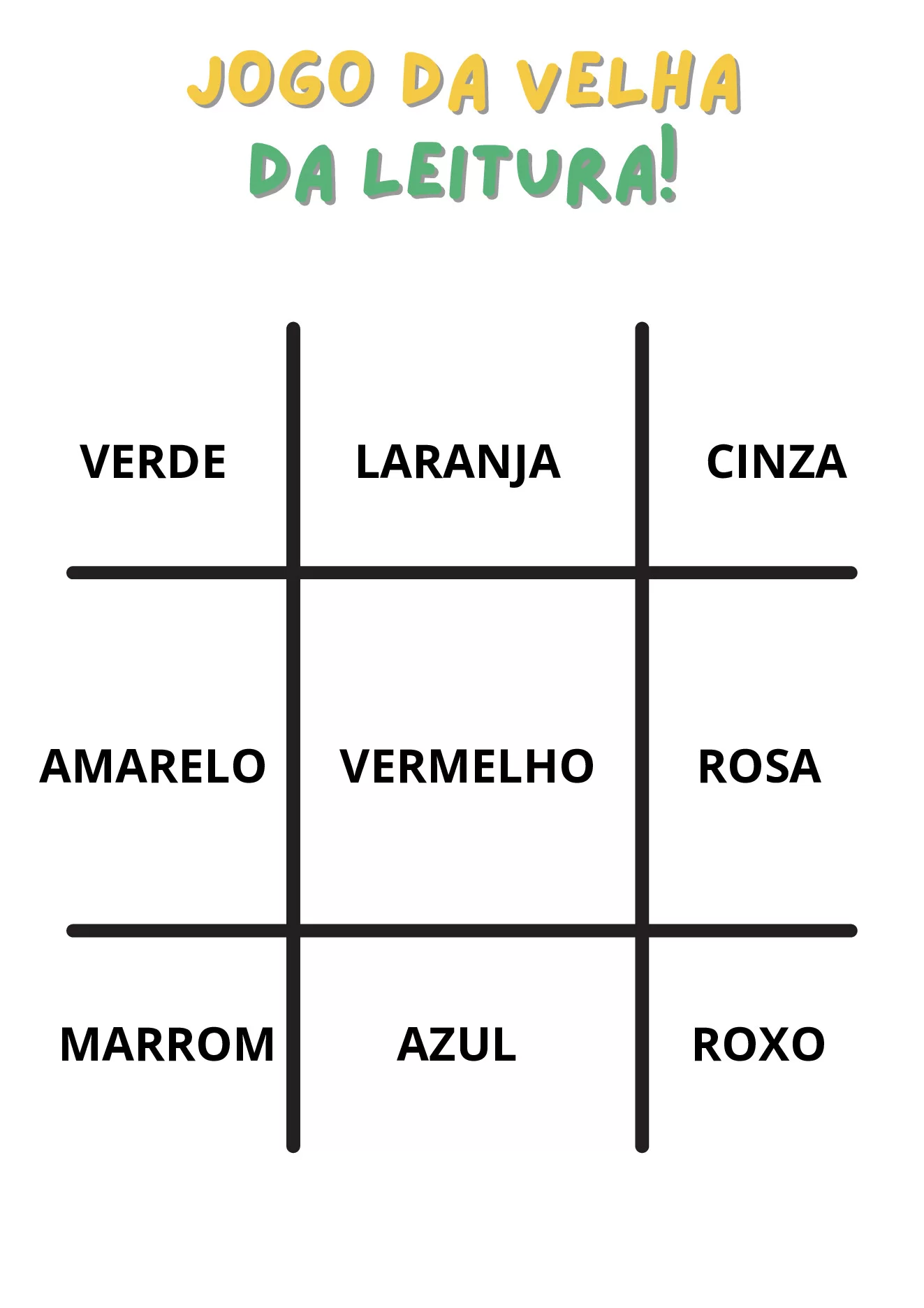 Jogo da velha da leitura para crianças — p17 | Ensino Já atividades para educação infantil (ensinoja.com)