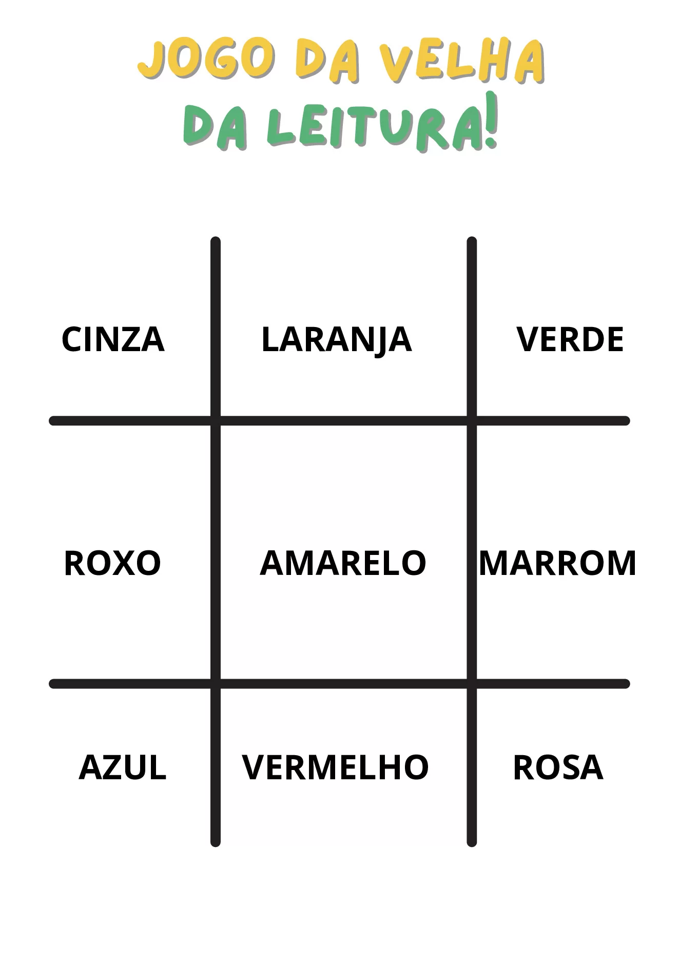 Jogo da velha da leitura para crianças — p18 | Ensino Já atividades para educação infantil (ensinoja.com)