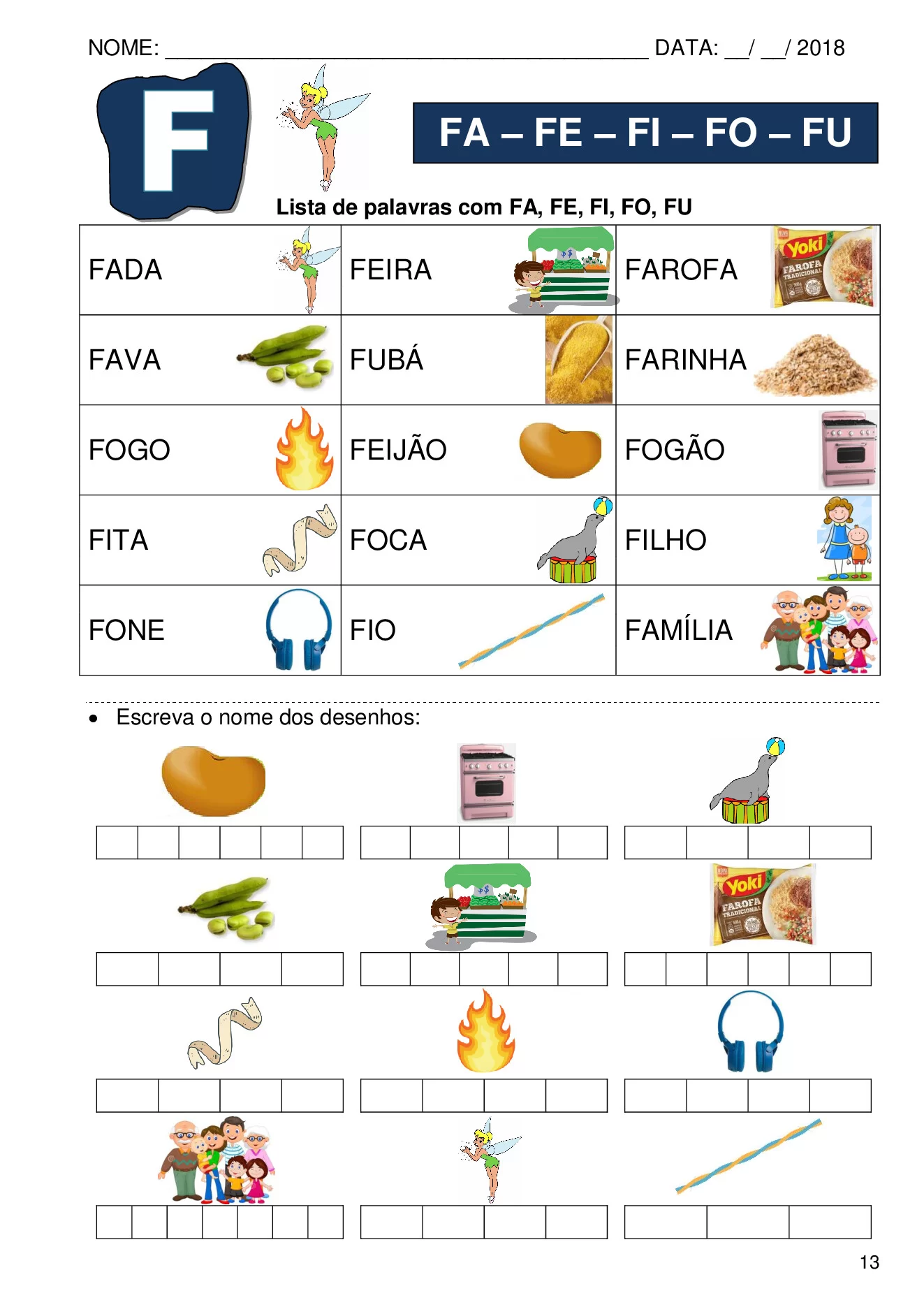 Atividades de alfabetização com sílabas simples para imprimir — p13 | Ensino Já atividades para educação infantil (ensinoja.com)