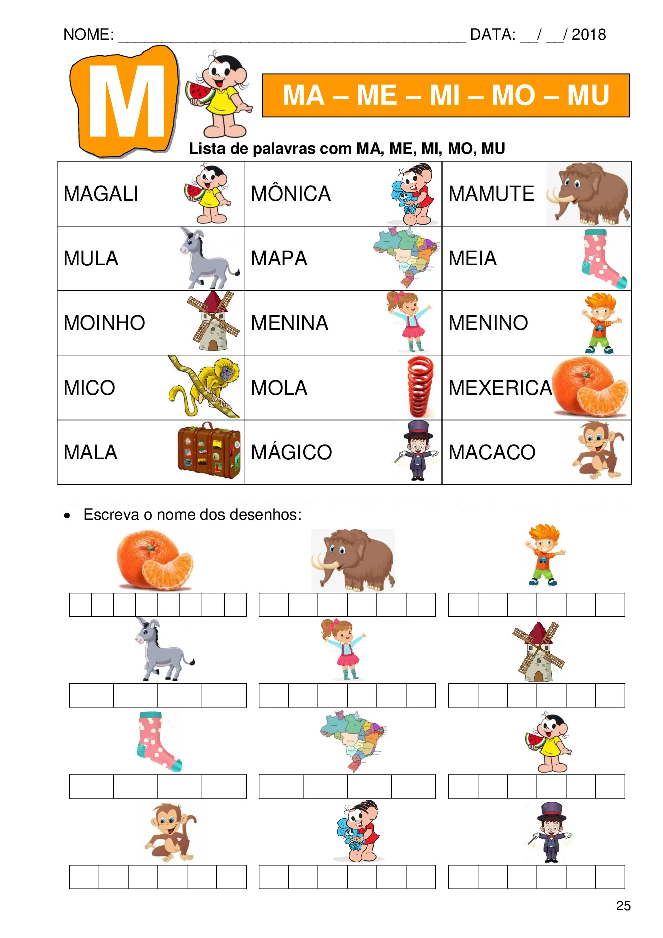 Atividades de alfabetização com sílabas simples para imprimir — p25 | Ensino Já atividades para educação infantil (ensinoja.com)