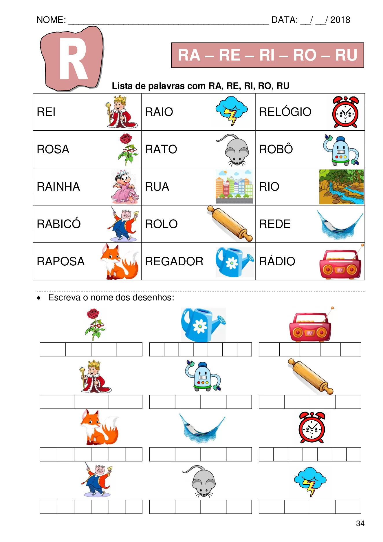 Atividades de alfabetização com sílabas simples para imprimir — p34 | Ensino Já atividades para educação infantil (ensinoja.com)