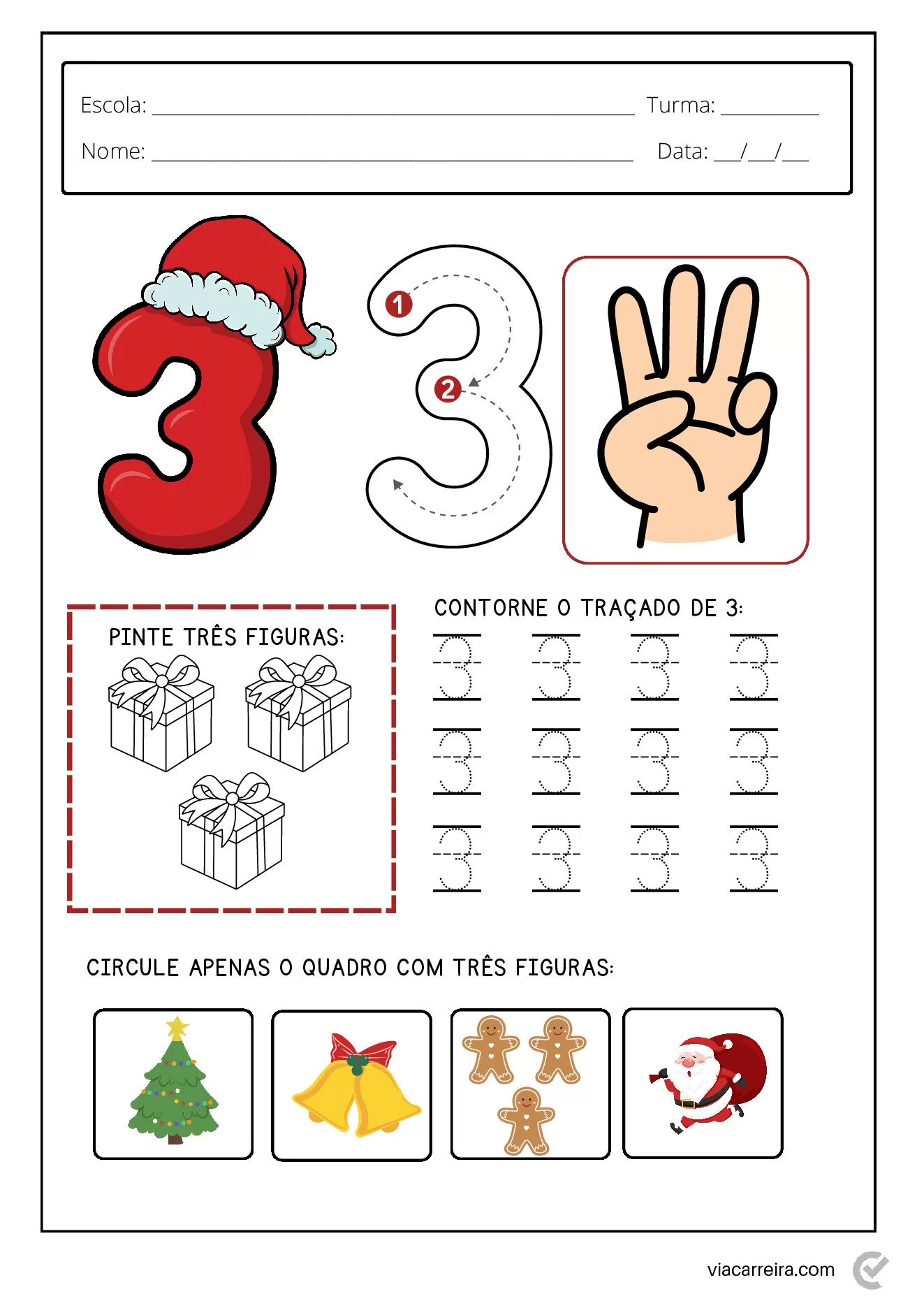 Atividades de números para o Natal em PDF — p4 | Ensino Já atividades para educação infantil (ensinoja.com)