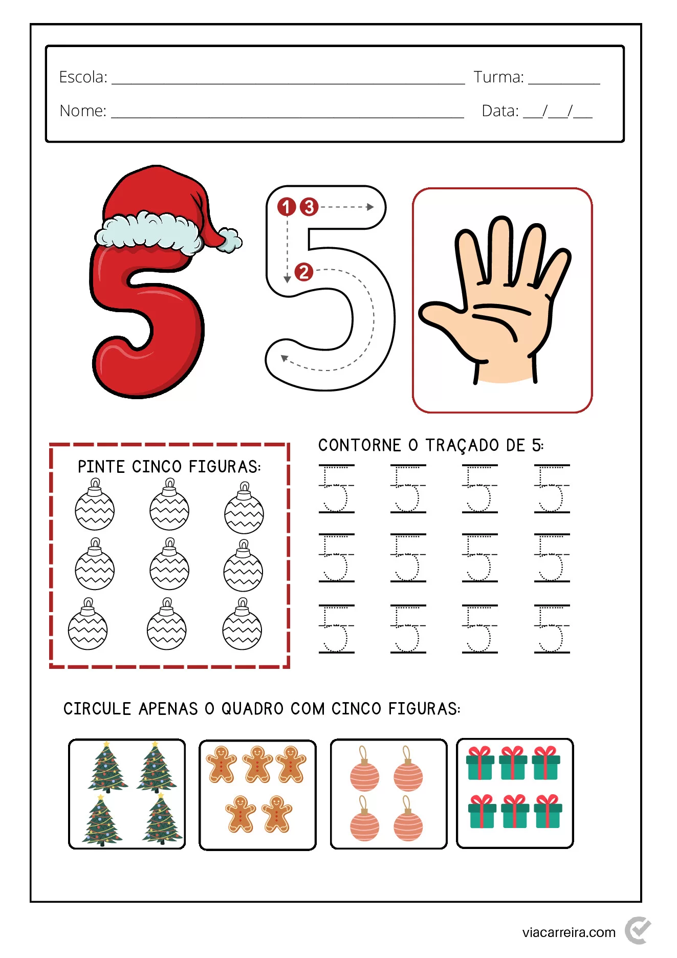 Atividades de números para o Natal em PDF — p6 | Ensino Já atividades para educação infantil (ensinoja.com)